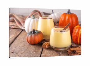 Autumn cozy drink, pumpkin spice eggnog cocktail