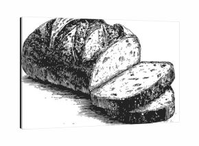 Bread loaf sketch hand drawn style with sliced pieces — stock vector