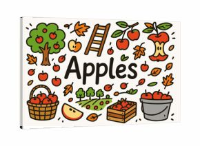 Apple, orchard flat icon set. harvest, fruit, autumn, tree icons flat collection