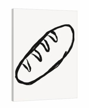 Baguette bread, food doodle in black