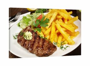 Grilled Beef Steak with French Fries