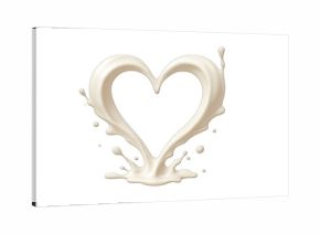 Milk splash creating a heart shape, creamy liquid stream representing love and healthy dairy products