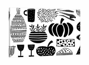 Autumn market essentials: basket, pumpkin, wine, and cheese collection for rustic design