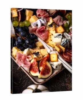 Assortment of cheese and meat appetizers