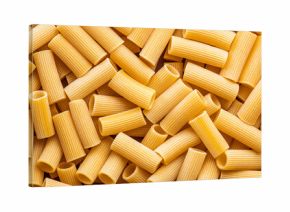 Uncooked rigatoni pasta.Top view.