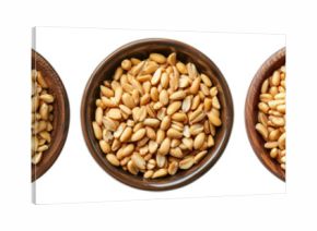 Assorted seeds in wooden bowls