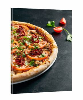 Tomato Basil Pizza with Cheese and Olive Oil