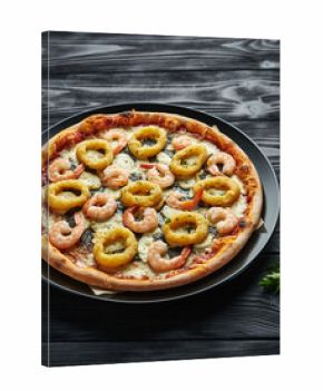 Vegetarian Pizza with Paneer Cubes and Green Peppers