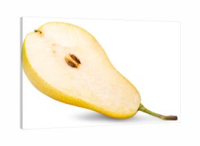 half of sweet yellow pear isolated on white background. Clipping path