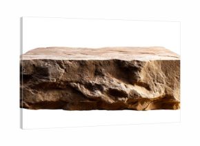 Natural rough sandstone block platform isolated on white background