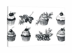 Hand Drawn Cupcakes and Berries Collection