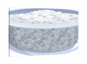 Glass bowl full of cooked rice, promoting healthy eating and balanced nutrition