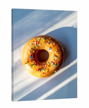 Glazed Donut with Sprinkles and Dramatic Sunlight Shadow