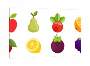 Natural tropical fruits icon set collection in flat style. Tropical plant vector illustration on isolated background. Healthy food sign business concept.