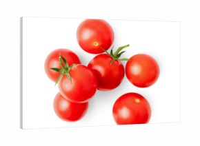 Cherry tomatoes on a white isolated background, top view