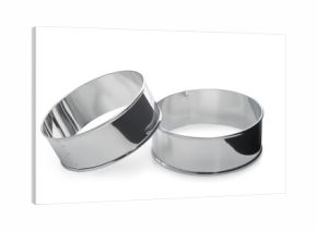 Two stainless steel ring cooking molds