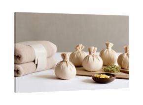 Steaming equipment and towels set up for a treatment at a wellness center