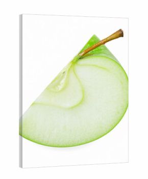 Green Apple Slice with Stem Isolated 