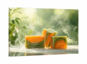 Natural organic soap bars displayed for eco-friendly skincare, environmental awareness