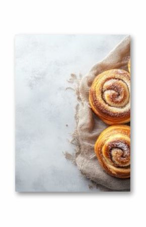 Freshly baked cinnamon rolls resting on a linen cloth