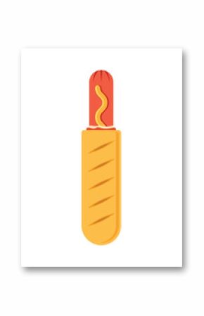 Hotdog icon in flat style. Hot dog fastfood vector illustration on isolated background. Bun with sausage sign business concept.