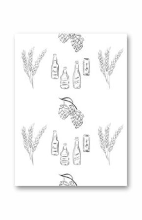 vector seamless pattern line art elements beer bar