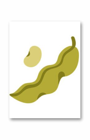 Soybean pod. Soy bean, green edamame seed. Fresh organic legume, vegan vegetarian protein food. Healthy natural Asian soya vegetable. Flat vector illustration isolated on white background