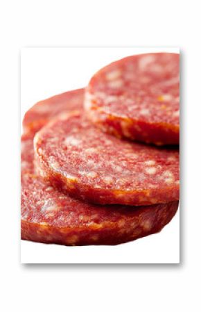 Generative Ai created an image of tasty boiled sausage slices that are isolated on a transparent background