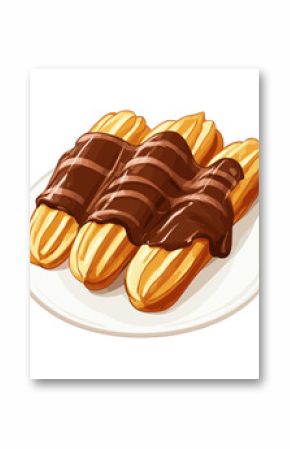 Background white illustration Churros with chocolate churros vector