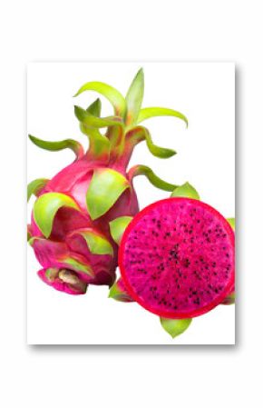 Red Dragon fruit isolated on white background. Red Pitaya Dragon Fruit isolated on white background PNG File.