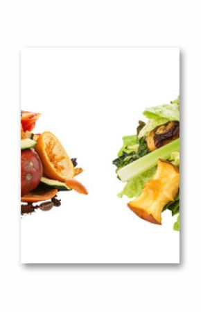 Four categories of food waste fruit, vegetable peels, green waste, and eggshells.