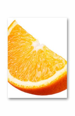 Orange slice isolated png. Sliced orange on transparent background. Cut orang fruit piece no background. Full depth of field. Transparent png.