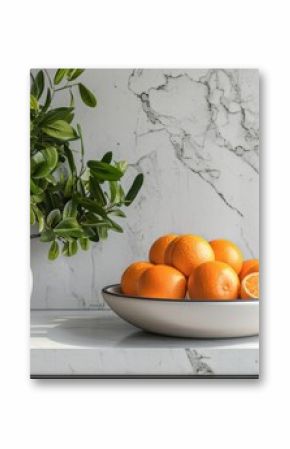 White Vase With Oranges on Table