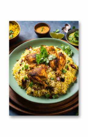 Exotic platter of Hyderabadi chicken biryani