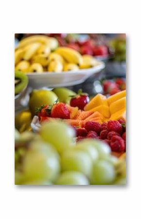 Fresh fruit on display at hotel breakfast buffet catering buffet
