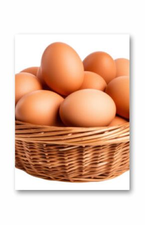 PNG Large brown eggs in a wicker basket food white background simplicity.