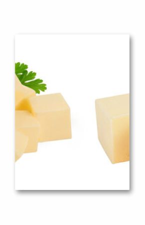butter cube isolated on white background with full depth of field