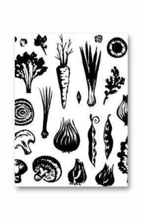 Vegetables collection. Vector isolated design elements. Hand drawn illustration.