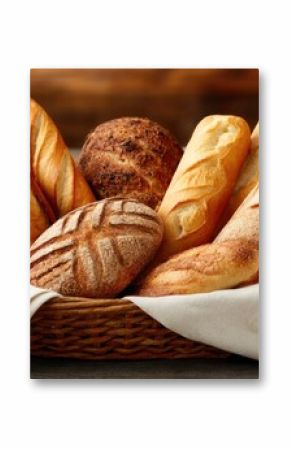 Assorted Artisan Breads in Rustic Basket