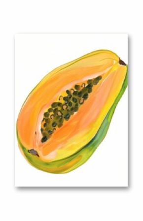Vibrant papaya fruit illustration