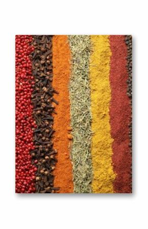 Many different spices as background, top view
