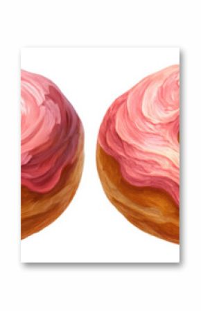 PNG Colorful donuts with pink frosting, element set on transparent background