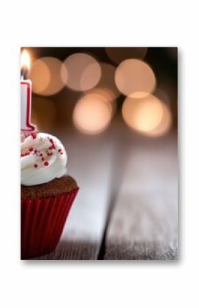 Festive Cupcake With Number 41 Candles, Celebrating Milestone Birthday and Anniversary