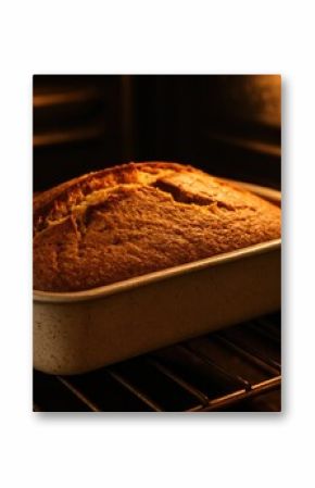 Baking a homemade cake in the oven