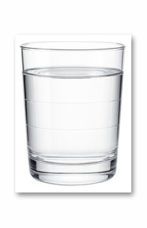 Clear glass of water with subtle reflections on transparent background.