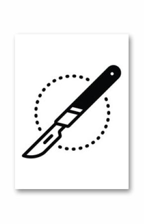 Black solid icon for surgical knife