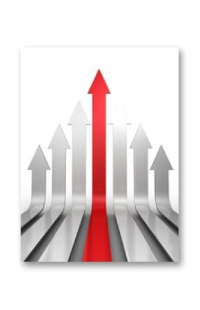 Red arrow pointing up with grey arrows