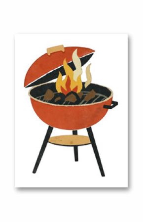 PNG Retro barbecue grill illustration.