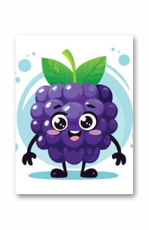 Blackberry in cute cartoon character style with expressive face and limbs.