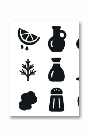 Cooking and kitchen solid icons set – filled, culinary, food preparation symbols